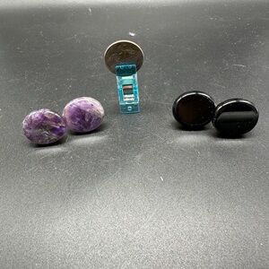Amethyst and Onyx Drawer Pulls